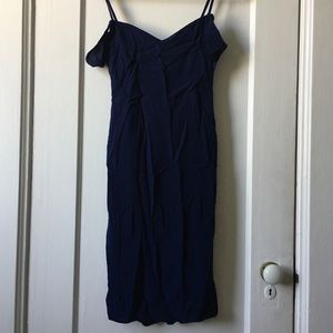 Reformation navy off the shoulder tight dress